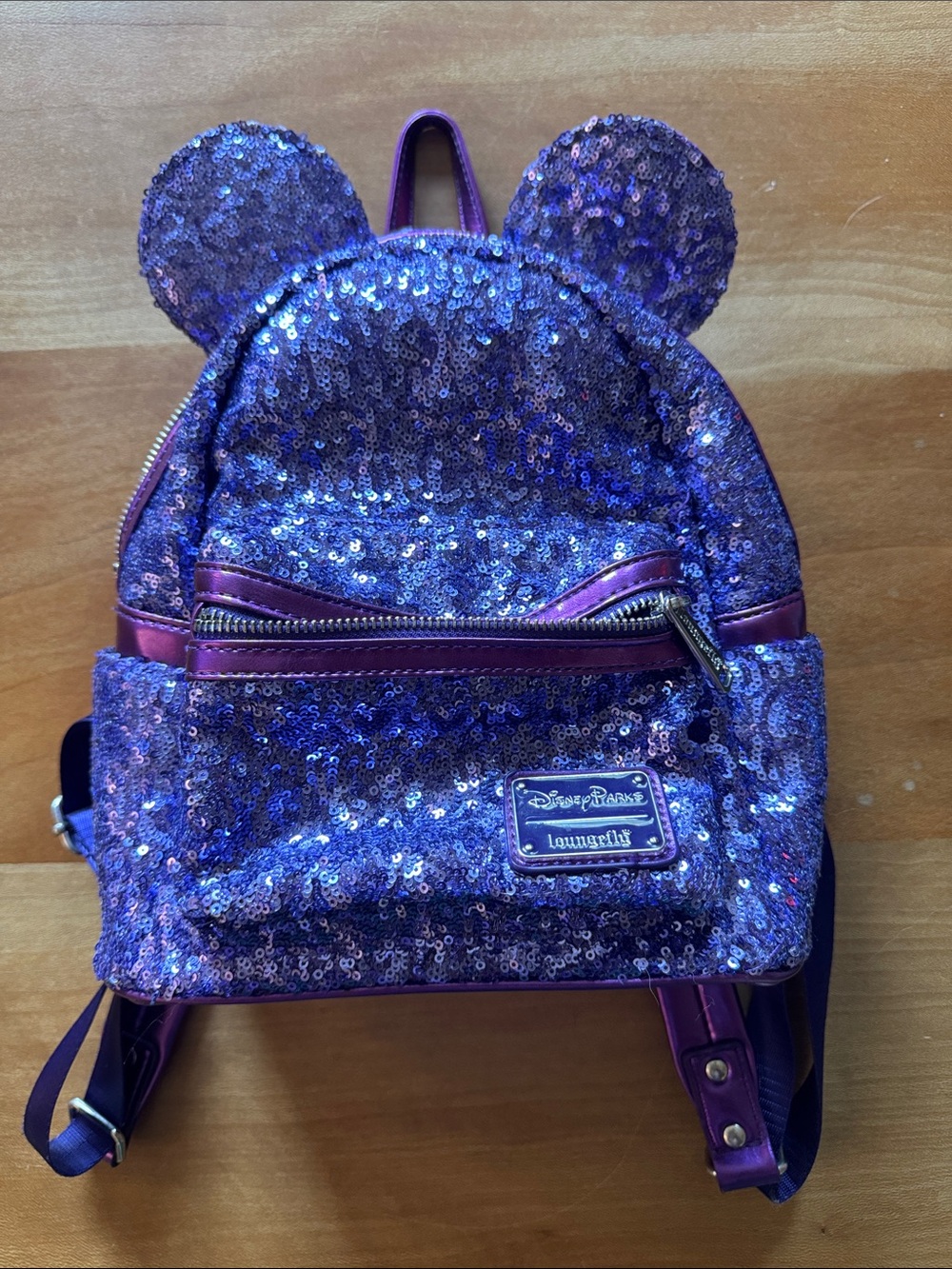 Loungefly Purple Sequin Mini Backpack with Ear Accents